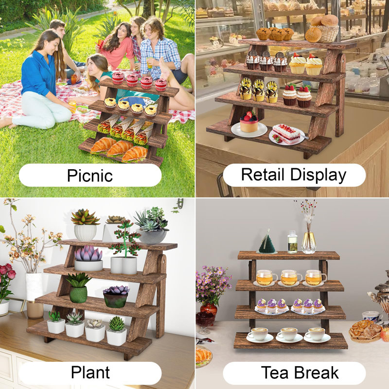 4 Tier Cupcake Display Stand, Rustic Tiered Display Stand