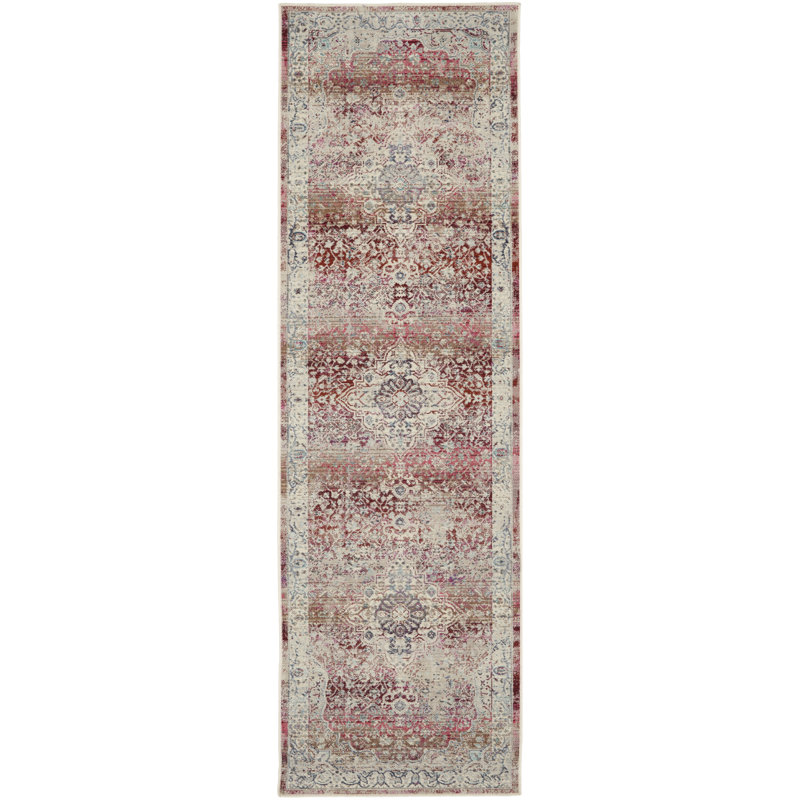 Area Rug in Red, Runner 2' x 6'