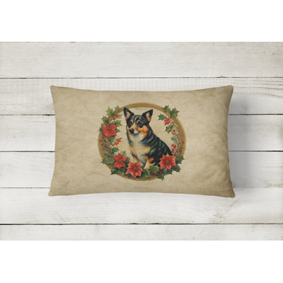 Christmas Flowers Frame Outdoor Throw Pillow