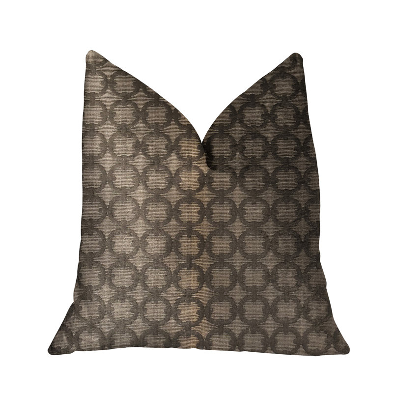 Coussin de luxe cercles, 26 po x 26 po, Marron foncé, Oreiller européen