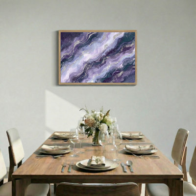 Purple Galaxy Swirls with Silver Glitter Canvas Wall Art