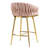 26'' Counter Height Bar Stools Set Of 2 Kitchen Island Counter Bar Stool With Hand- Wave Back,Golden Chromed Base And Footrest(PINK)-410251001-410251006
