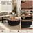 Easy Installation 35.43" Modern Round Fluted Coffee Table Set with 2 Hidden Storage Drawers, Walnut Finish Top & Tempered Glass Side Table for Living Room