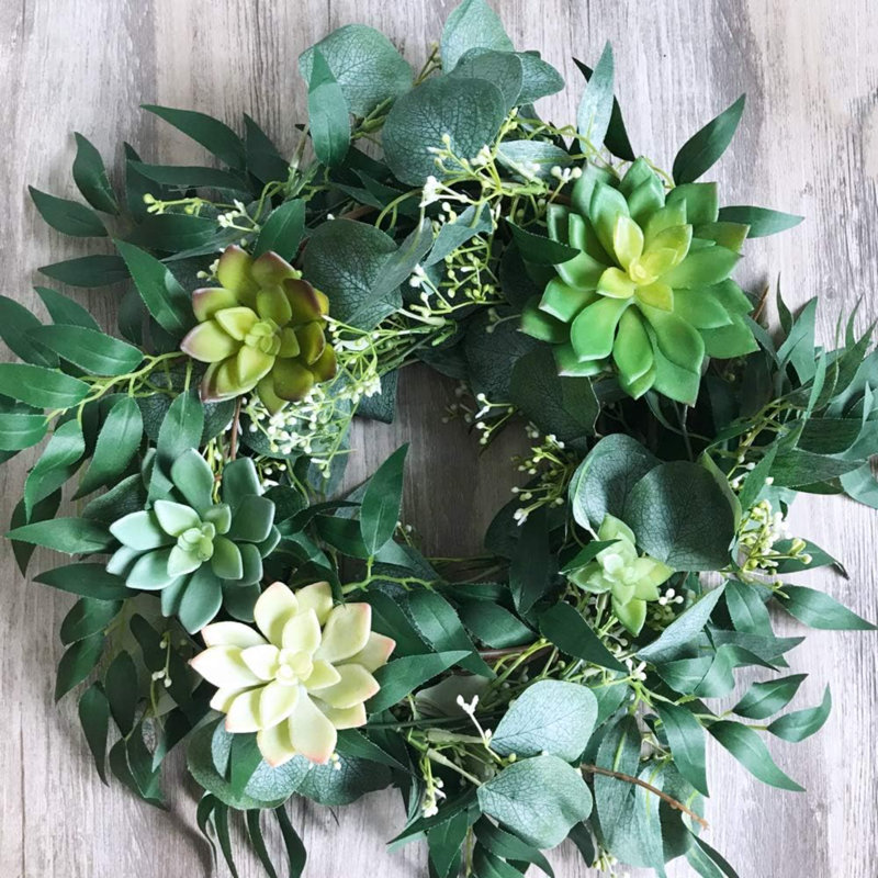Artificial Silver Dollar Eucalyptus & Willow Twigs Garland, 10.31" H x 3.82" D x 12.05" L