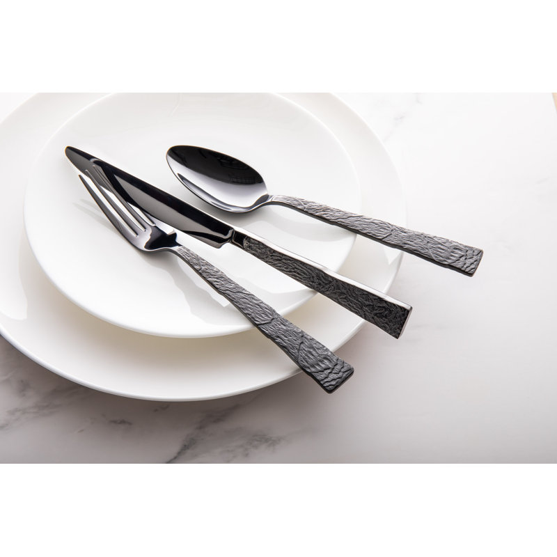Shale Flatware Set - Service for 4, Matte Black