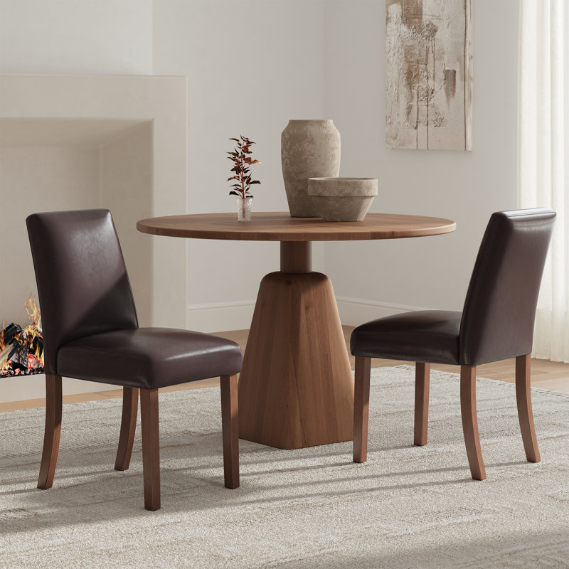 17.3'' Wide Modern Upholstered Fabric High Back Parsons Side Dining Chair with Solid Wood Legs, Dark Brown 