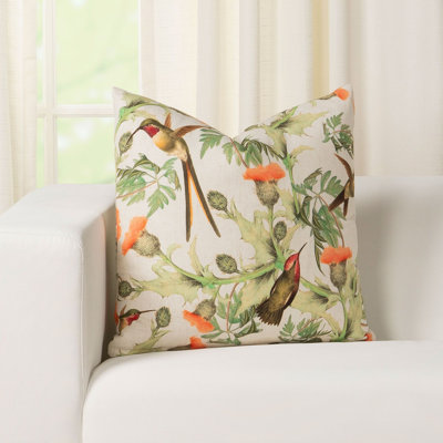 Flying Jewels Floral Hummingbird Throw Pillow