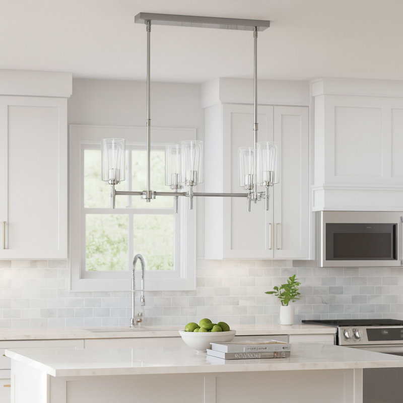 Wexton 6-Light 12.63” Wide Chandelier, Clear, Brushed Nickel