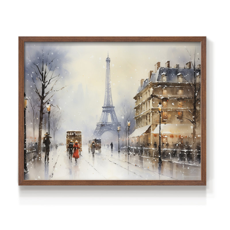 Chirstmas Art-CCCXVI -Framed Print - Restickable, H 22 po x l 28 po, Noyer