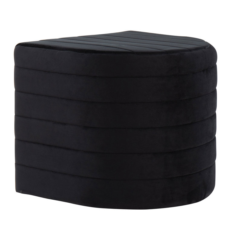 Erma Velvet Ottoman, Black Velvet