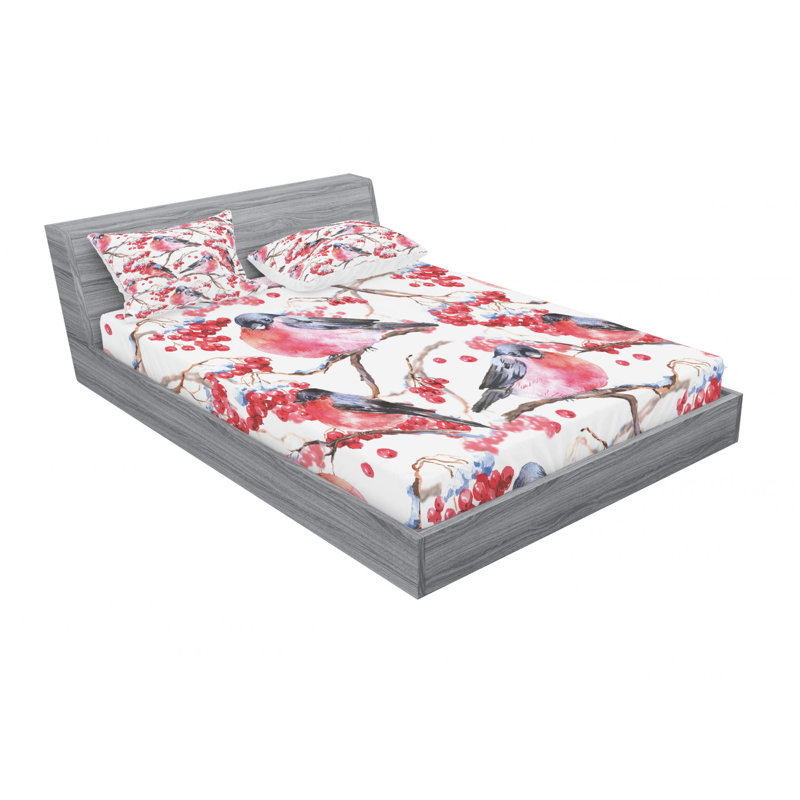 Microfiber Floral Sheet Set, Queen Sheet Set with Fitted Sheet, Floral 5