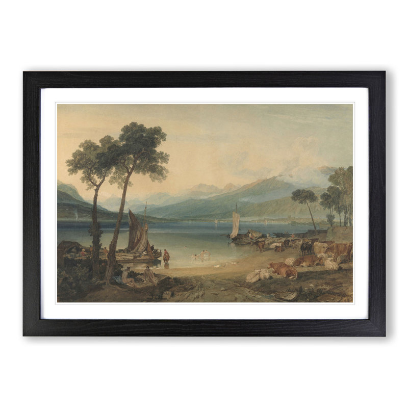 Lake Geneva by Joseph Mallord William Turner - Picture Frame Painting, 36cm H x 48cm W x 2cm D, Black Framed