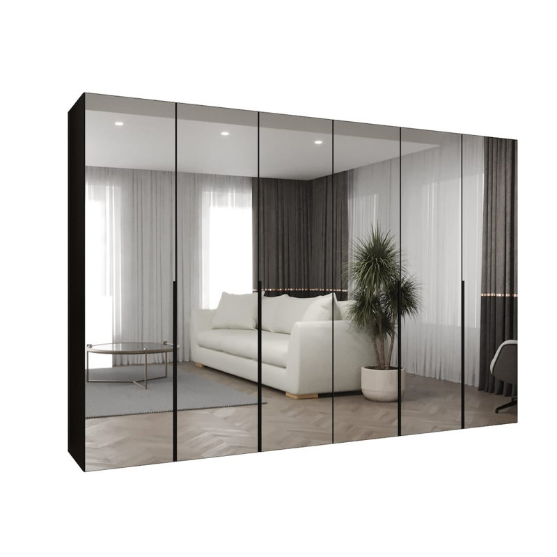 Bia 6 Door Manufactured Wood Wardrobe, Black