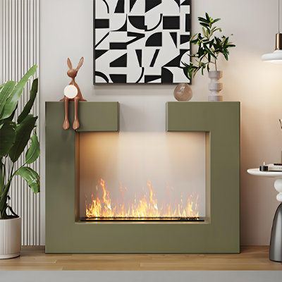 47.24"Green Modern Simulated Flame Electric Fireplace Humidifier