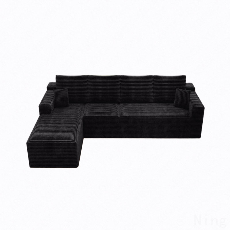 Siège de canapé modulaire modulaire, canapé rembourré et compressé pour le salon, la chambre à coucher, un appartement, aucun assemblage requis, combinaison gratuite de 4 pièces, tissu en velours côtelé moelleux