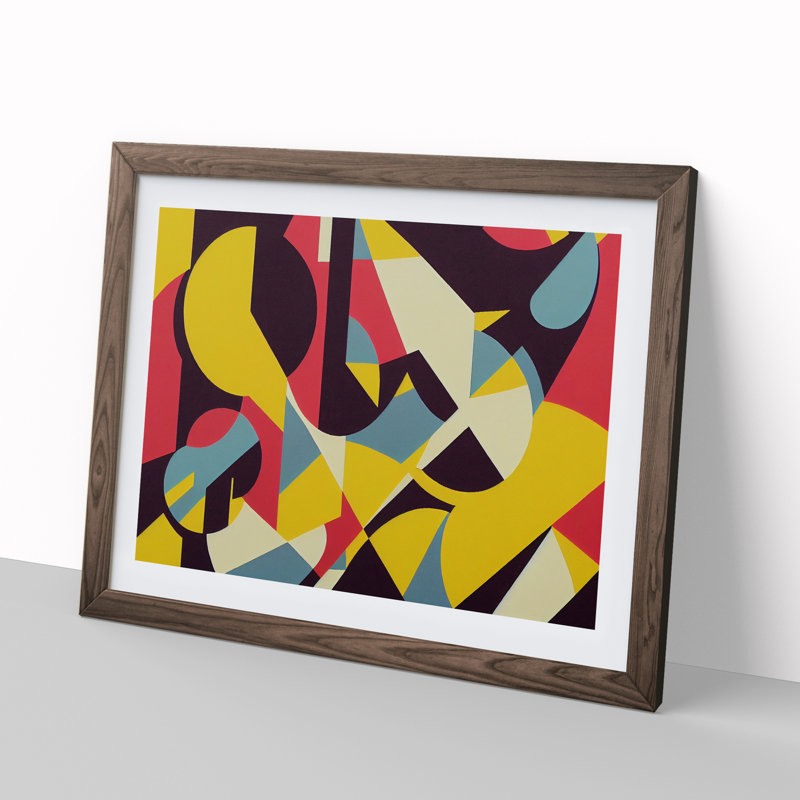 Elegant Modern Abstract - Single Picture Frame Print, 34cm H x 46cm W x 2cm D, Walnut 