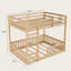 Lit superposé double au-dessus de double en bois massif avec échelle et garde-corps, cadre moderne en bois pour chambre ou chambre d'amis-858644277