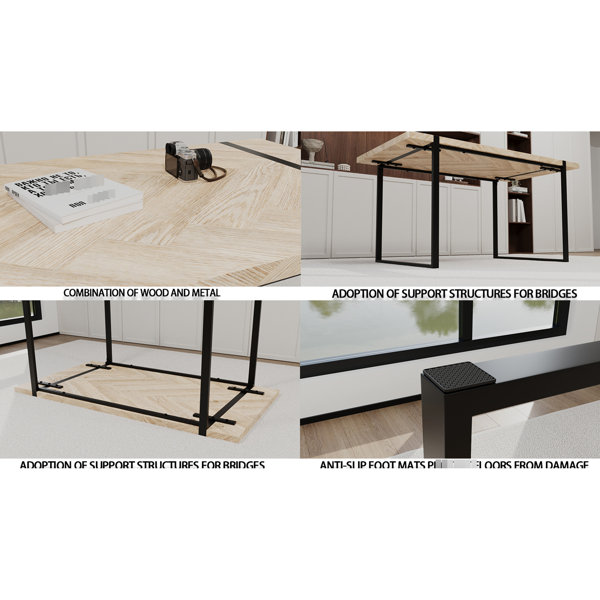 George Oliver 59" , , 4 - 6, Modern Rectangular Dining Table With Wood ...