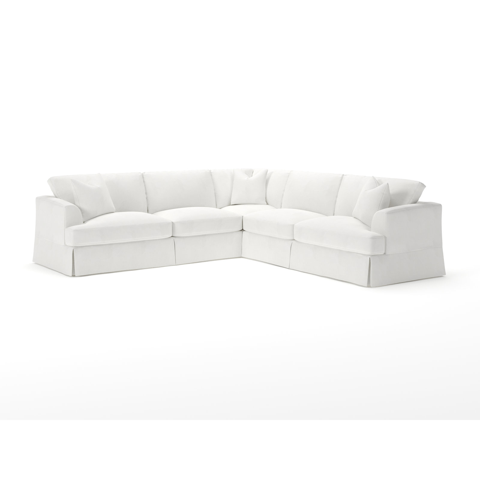 Lucia L-Sectional, Classic Bleach White Twill