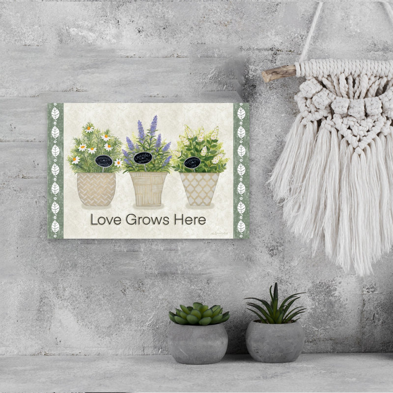 Love Grows Here 1 Piece Wrapped Canvas Wall Art, 30.48cm H x 45.72cm W