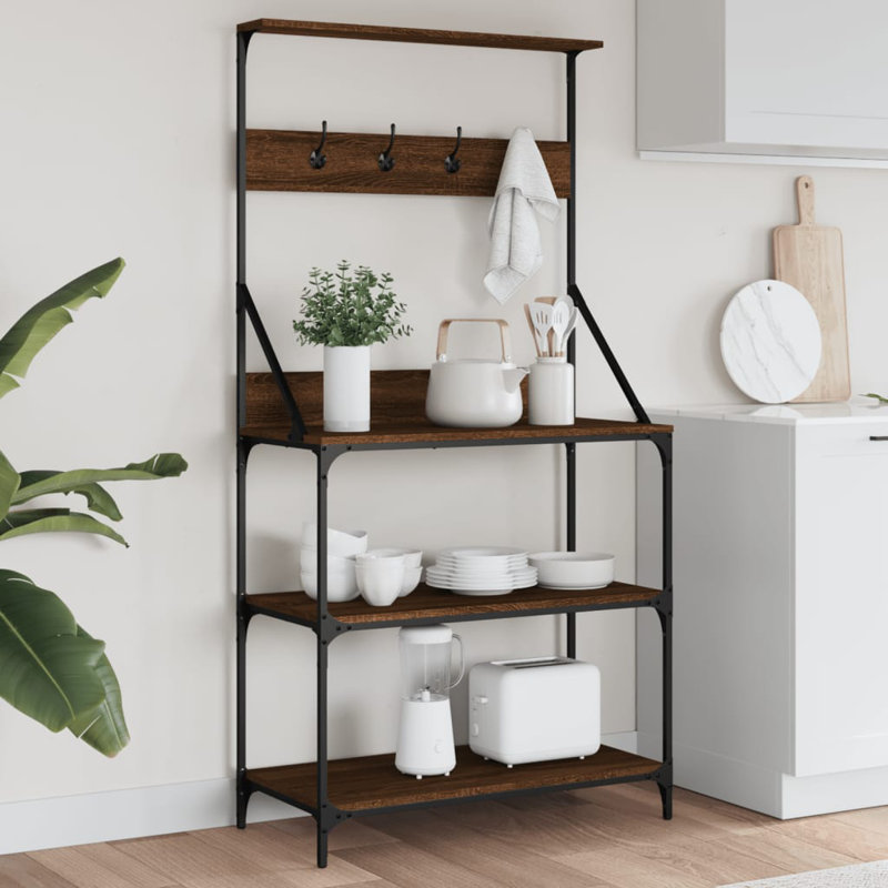 Aaira 84cm Metal Baker's Rack, Brown Oak