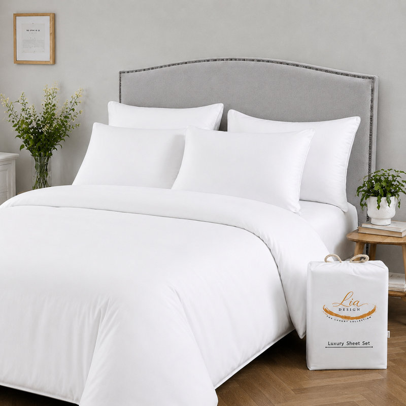 Lia Design Collection Microfiber Solid Colour Duvet Cover Set, Double, White