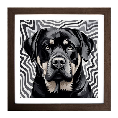 Rottweiler Op - Single Picture Frame Print on Wood
