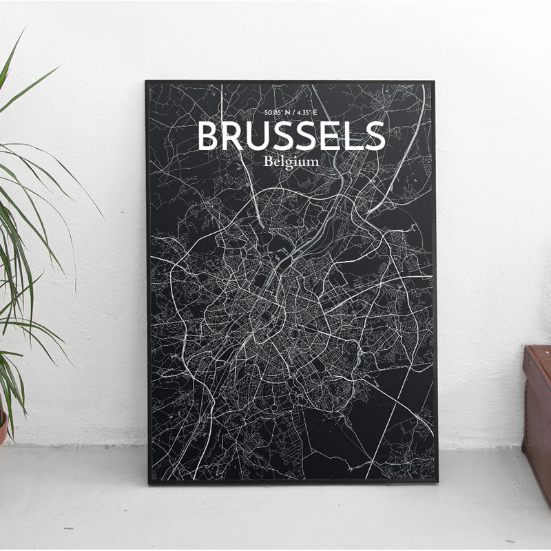 Brussels City Map - No Frame Print, 43cm H x 28cm W x 0.13cm D
