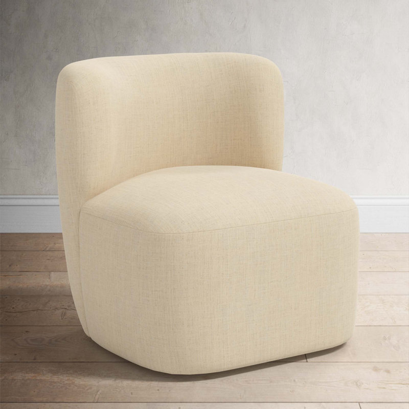 Mariza Upholstered Swivel Accent Chair, Classic Linen Linen