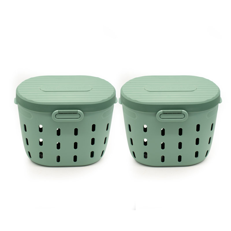 14 Gallons Polypropylene Plastic Outdoor Worm Bin with Latching Lid, Sage Green