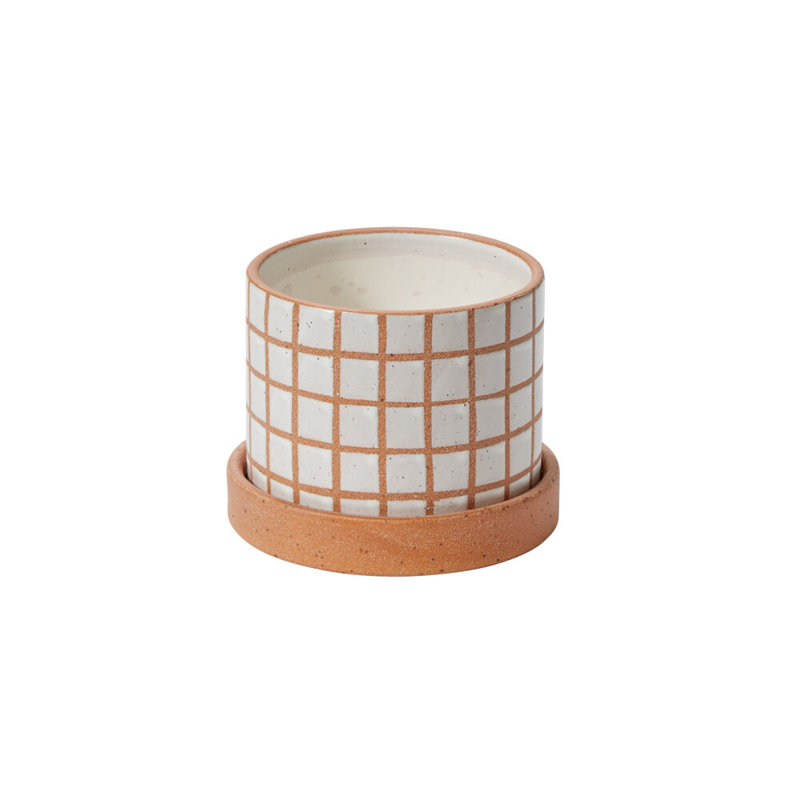 Petite marmite avec soucoupe Gridline, H 4,25 po x l 5,5 po x P 5,5 po