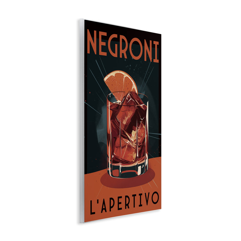 Plaque murale rétro Mid-Century Negroni Drink, design par Andreas Magnusson, H 15 po x l 10 po