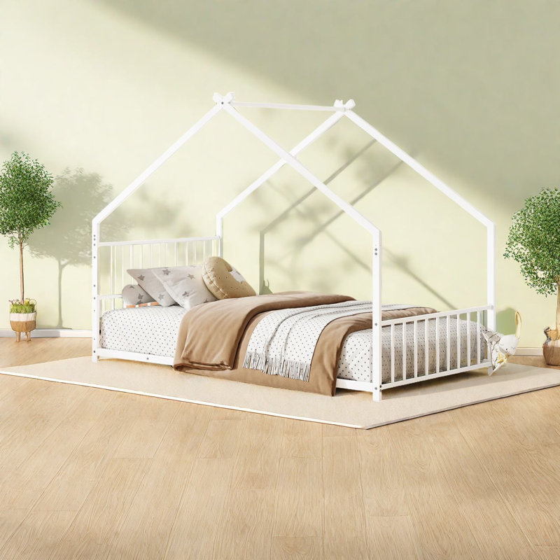 Lit simple moderne en métal avec lumières à DEL, sécuritaire et durable pour les enfants