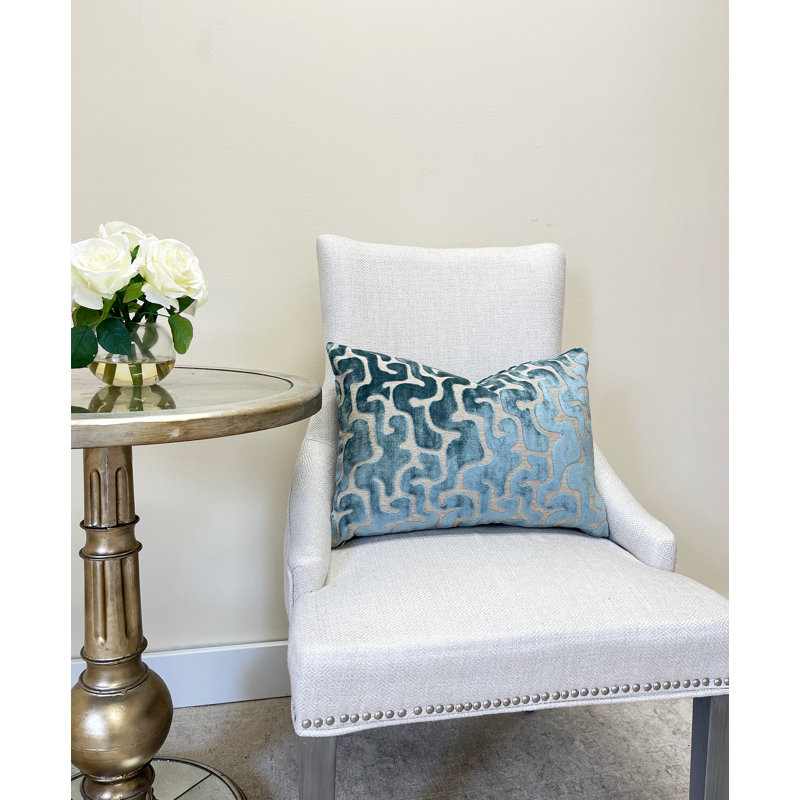 Velvet Maze Lumbar Throw Pillow Cover, Spruce