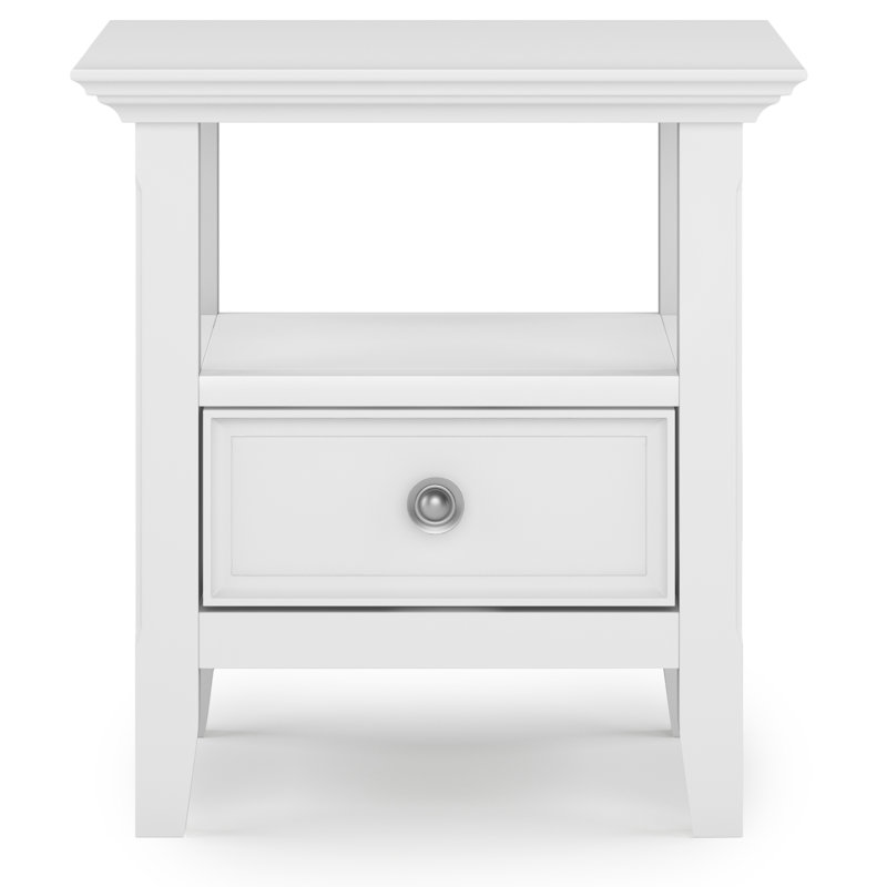 Amherst Solid Wood Transitional End Table with Drawer and Shelf, White