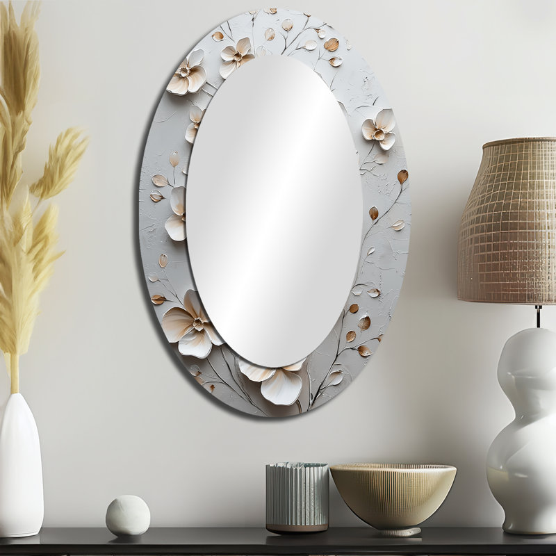 Miroir mural traditionnel blanc et doré, 36 po x 24 po
