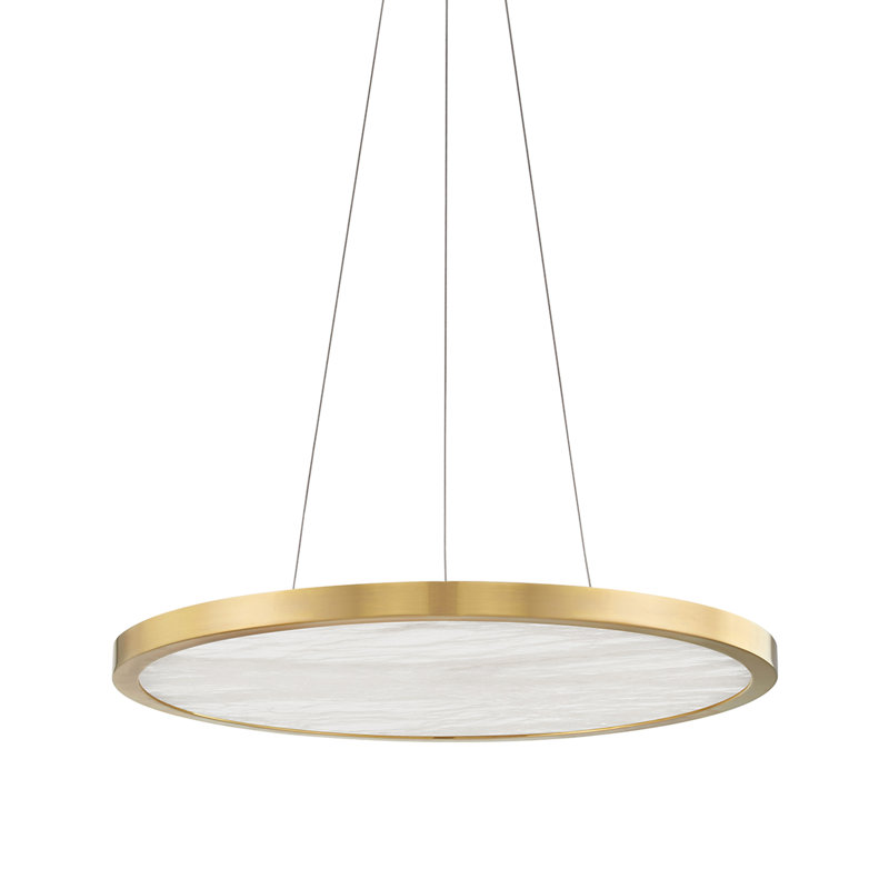 Eastport - 24" Led Pendant - Polished Nickel Finish, 1.25" H x 24" W x 24" D, Aged Brass