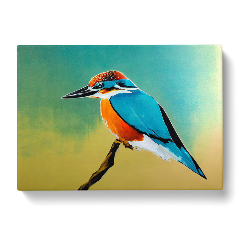 Delightful Kingfisher Bird - Wrapped Canvas Print, 35cm H x 50cm W x 3cm D