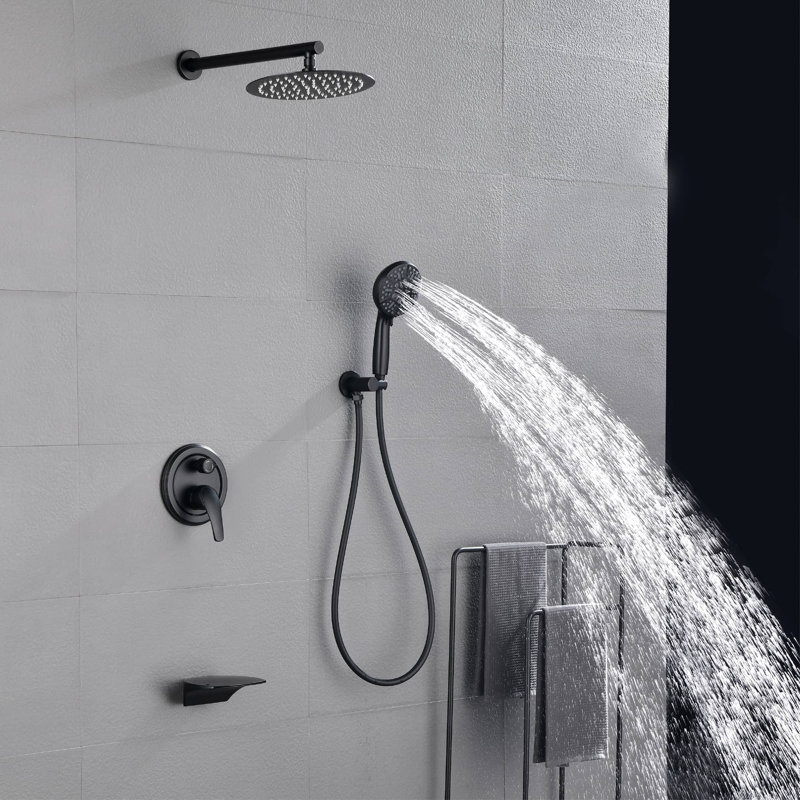 Robinet de baignoire et de douche à valve brute, Noir mat