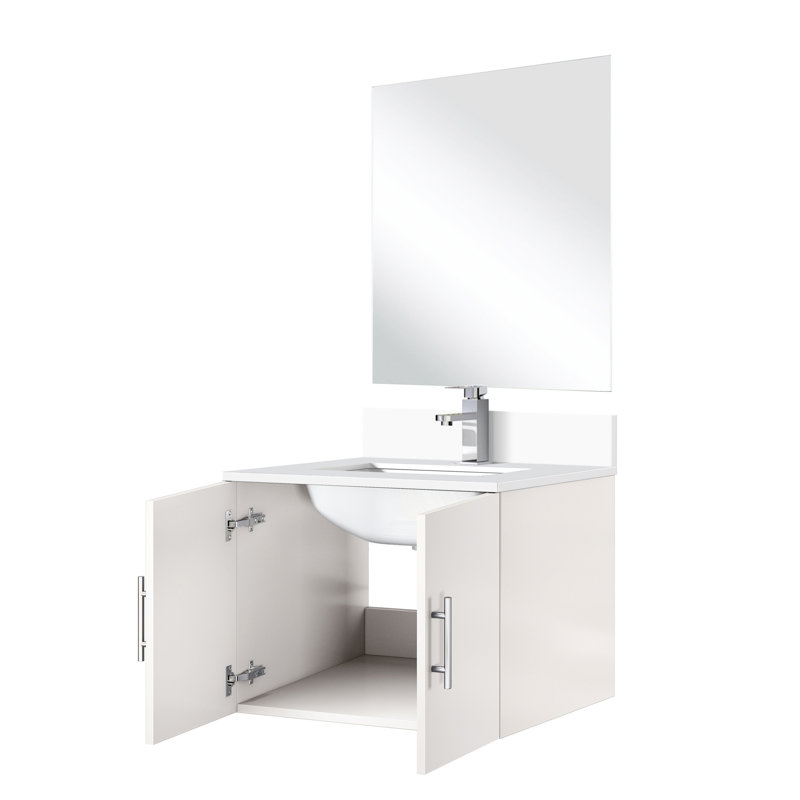 Meuble-lavabo blanc avec comptoir en quartz, 24 po X P 22 po, miroir de 18 po, robinet de meuble-lavabo brillant et rayé, comptoir et miroir inclus, surface