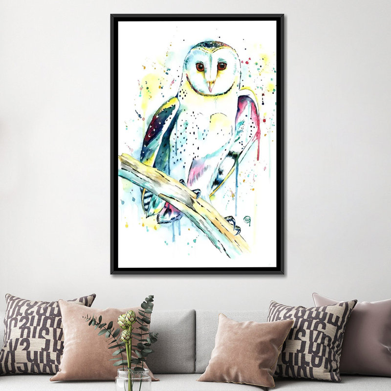 « hooot » par lisa whitehouse, impression sur toile, H 60 po x l 40po x P 1,5 po, Toile avec cadre noir, Pas de tapis