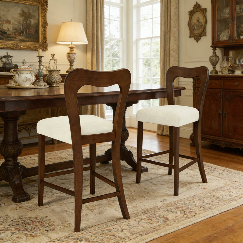 Counter Stool Without Arm Set Of 2, Walnut