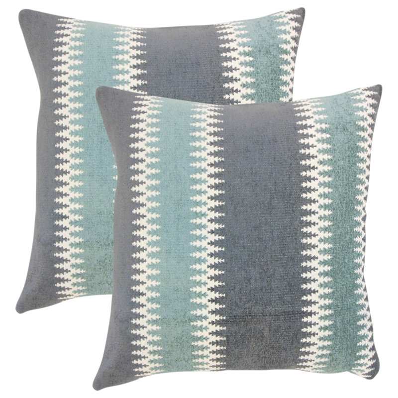 Striped Reversible Throw Pillow, Glacier