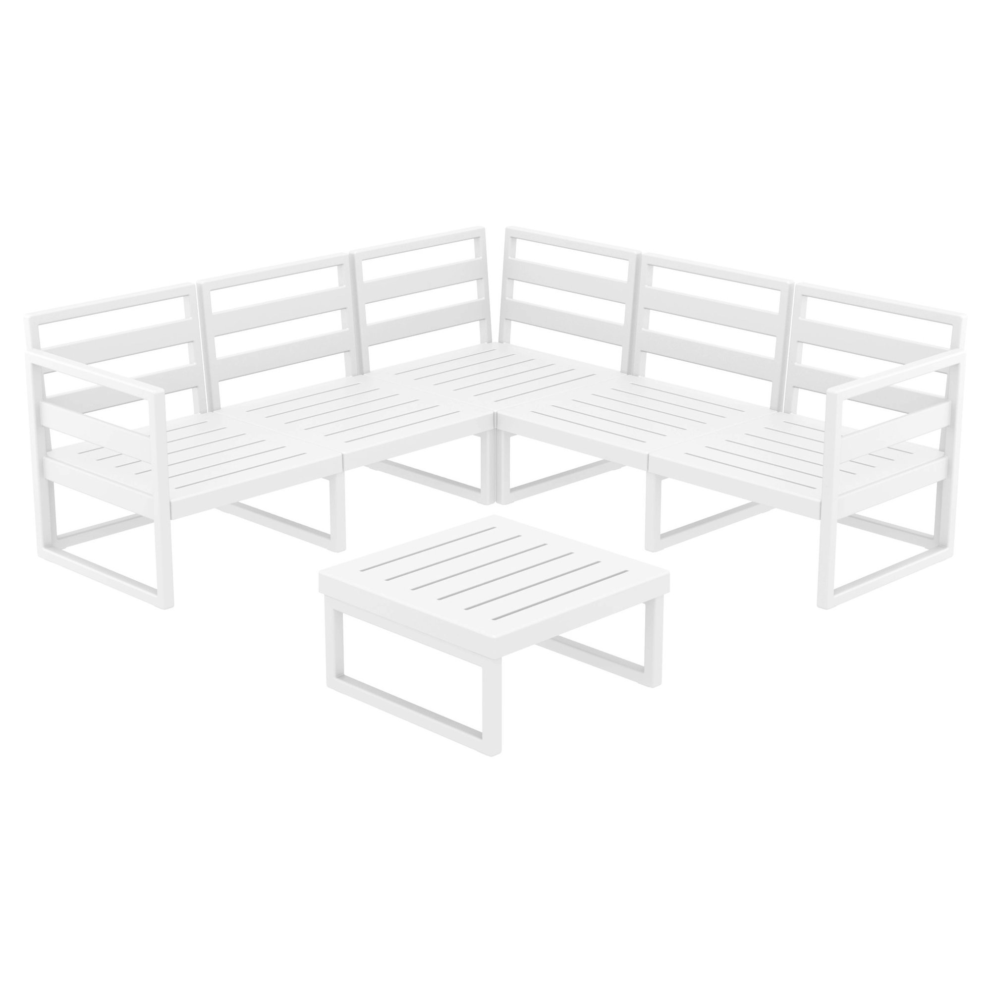 Lane 5 - Person Modular Patio Conversation Set with Cushions, Canvas Flax Sunbrella® Canvas, White