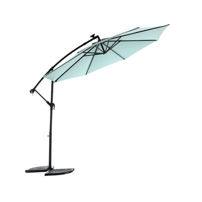 10ft Offset Hanging Solar Led Umbrella, 8 Ribs - 10ft Solar-powered Patio Umbrella With 40 , Energy