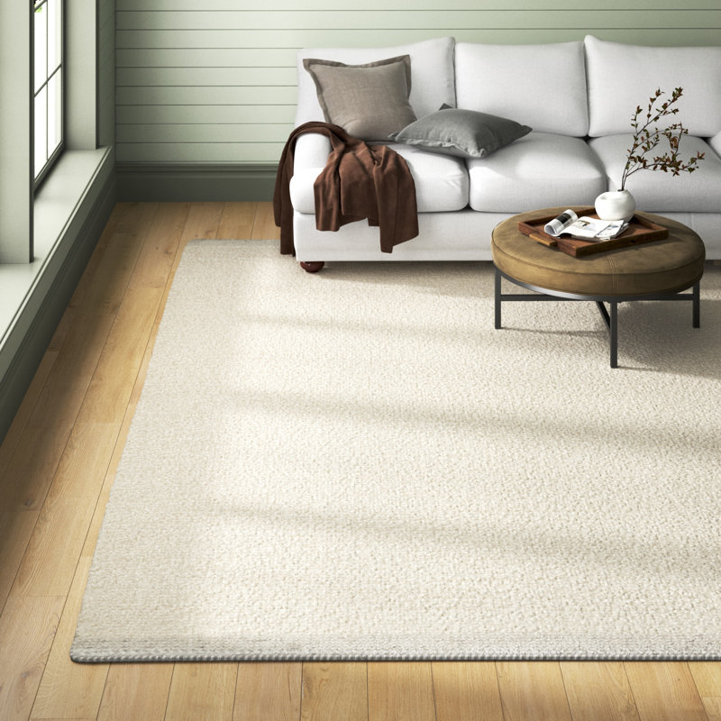 Ada Handmade Wool Cream Area Rug, Rectangle 6' x 9'
