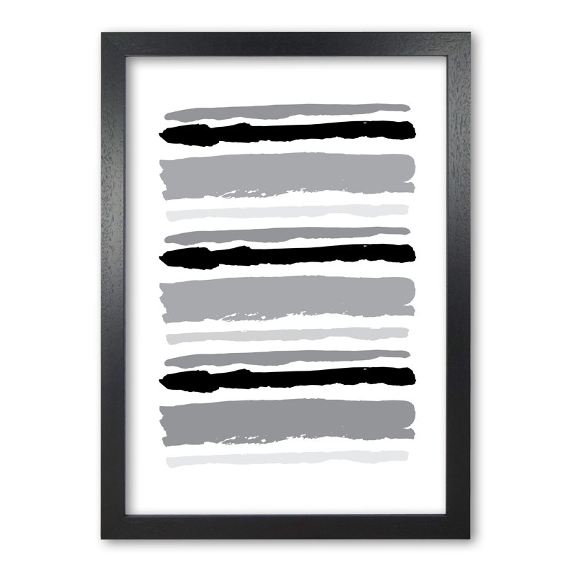 Black Contrast Abstract Stripes - Print, Black Grain Frame, 60 cm H x 42 cm W x 5 cm D