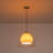 Mid Century Modern Pendant Light with Gradient Amber Glass Shade, Adjustable Height Kitchen Island Lighting with Water Transfer Beech Wood Grain Metal Frame