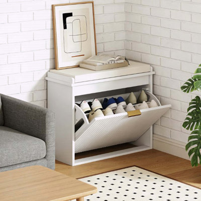 Shoe Storage Bench with Cushioned Seat