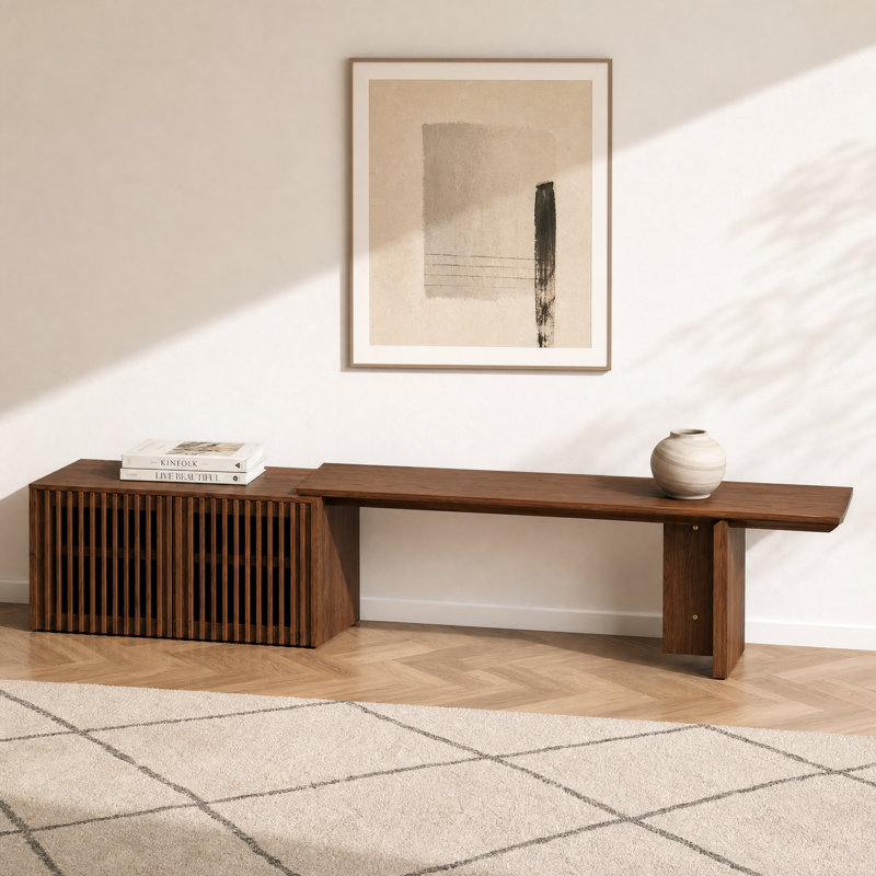 Meuble télé extensible avec rangement pour téléviseur de 80 po ou moins, noyer / 60,6 po à 84,3 po, Walnut